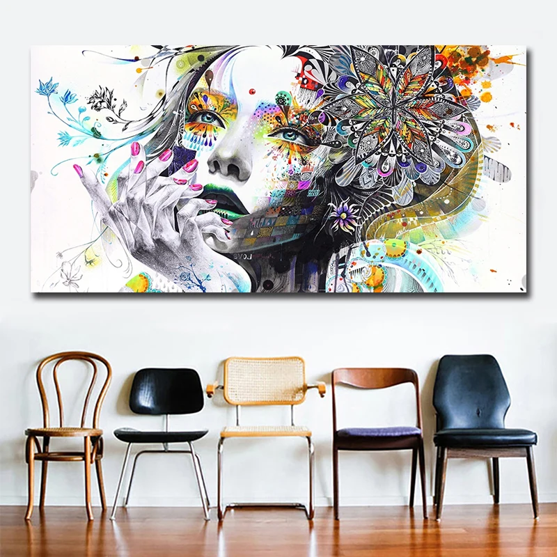 

Beautiful Flower Girl Painting Canvas Wall Art Posters Print Pictures For Bedroom Livingroom Home Decoration drop shipping