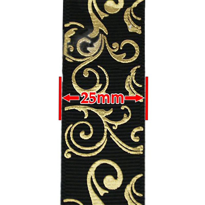 Satin Ribbons Ribbon Decoration Ribbon Supplies Wrapping Ribbon Satin Ribbon Grosgrain Ribbon Sewing Ribbon Christmas Ribbon Cotton Ribbon Organza Ribbon 10 yards/lot 25mm Gold Hot stamping Ribbons Thermal transfer Printed grosgrain Gift packaging Wedding Accessories DIY materials