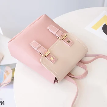 

Womans Color Collision Small Backpack Retro Style Student Daily Bag B99