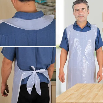 

100pcs Cleaning PE Disposable Aprons Adjustable Strap Full Cover Non Touch Clothes Protector Barbecue Daily Home Kitchen Cooking