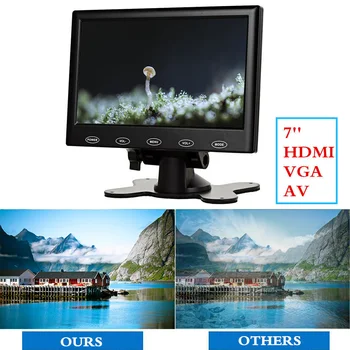 

7inch Portable Monitor TFT LCD For Laptop With Remote Control HDMI AV VGA Security HD 1024x600 Built In Speaker Touch Keys
