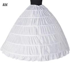 BEALEGANTOM White/Black 6 Hoops Petticoat Crinoline Slip Underskirt For Wedding Dress Bridal Gown In Stock Wedding Accessories