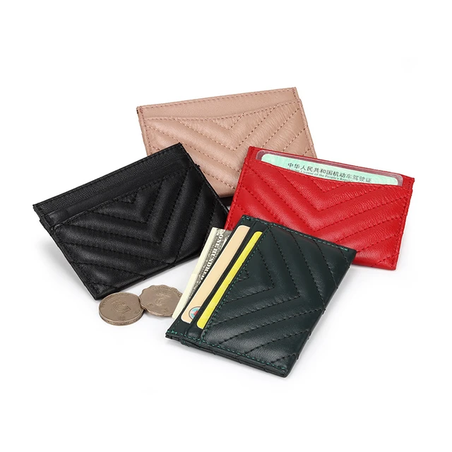 Women genuine leather card holders sheepskin slim luxury brand