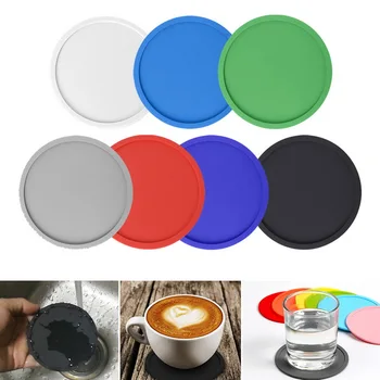 

HOT SALE 6 Pcs/Set Silicone Drink Coasters PVC Non-slip Round Soft and Durable Tabletop Protection Coasters Easy to Clean