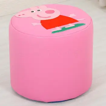 

Colored Animal Print Cartoon Skin Light Round Solid Wood Sofa Short Leather Stool Footstool In Children Shoes Stool Stool
