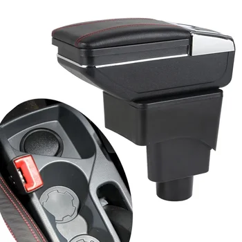 

For Ford Ecosport 2013-2017 Armrest Box Interior PU Leather Central Store Content Box Cup Holder Ashtray Car-styling Accessories