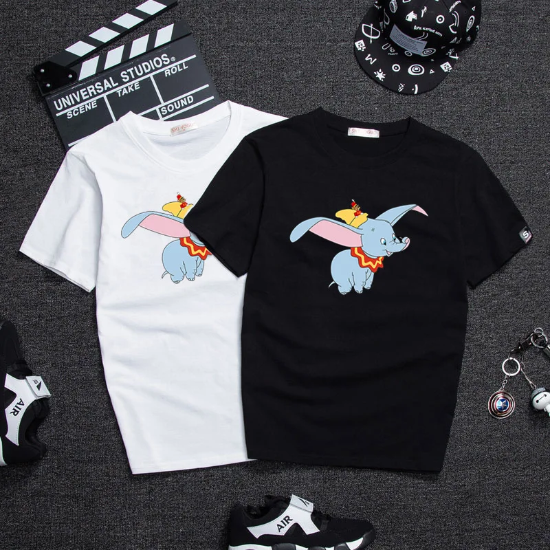 Женская футболка с героями мультфильмов Dumbo свободная хлопковая белого цвета в