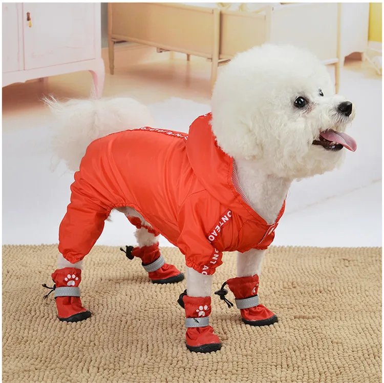New Style Dog Raincoat Legs Double Layer Waterproof Pet Spring And Summer Teddy Large And Medium Small Dogs Clothing Supplies Wh