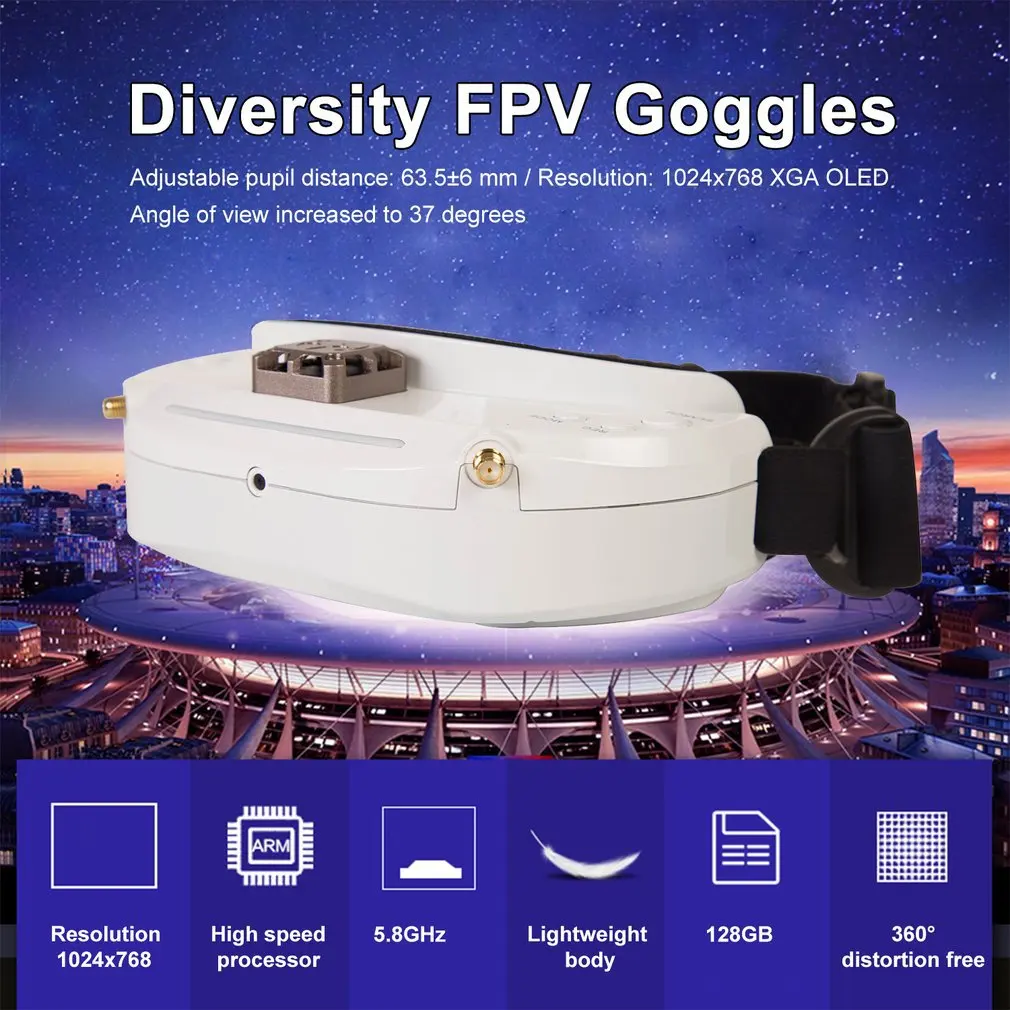 

SKYZONE SKY03O 5.8GHz 48CH Diversity FPV Goggles Support HDMI Head Tracking with Fan DVR Front Camera For RC Drone