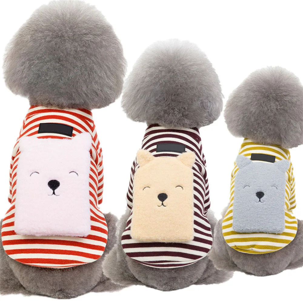 

Miflame Fashion Dog Hoodies Stripe Dog Clothes For Pet Sweater Cartoon Small Dogs Costume Schnauzer Bichon Clothes Pet Clothes