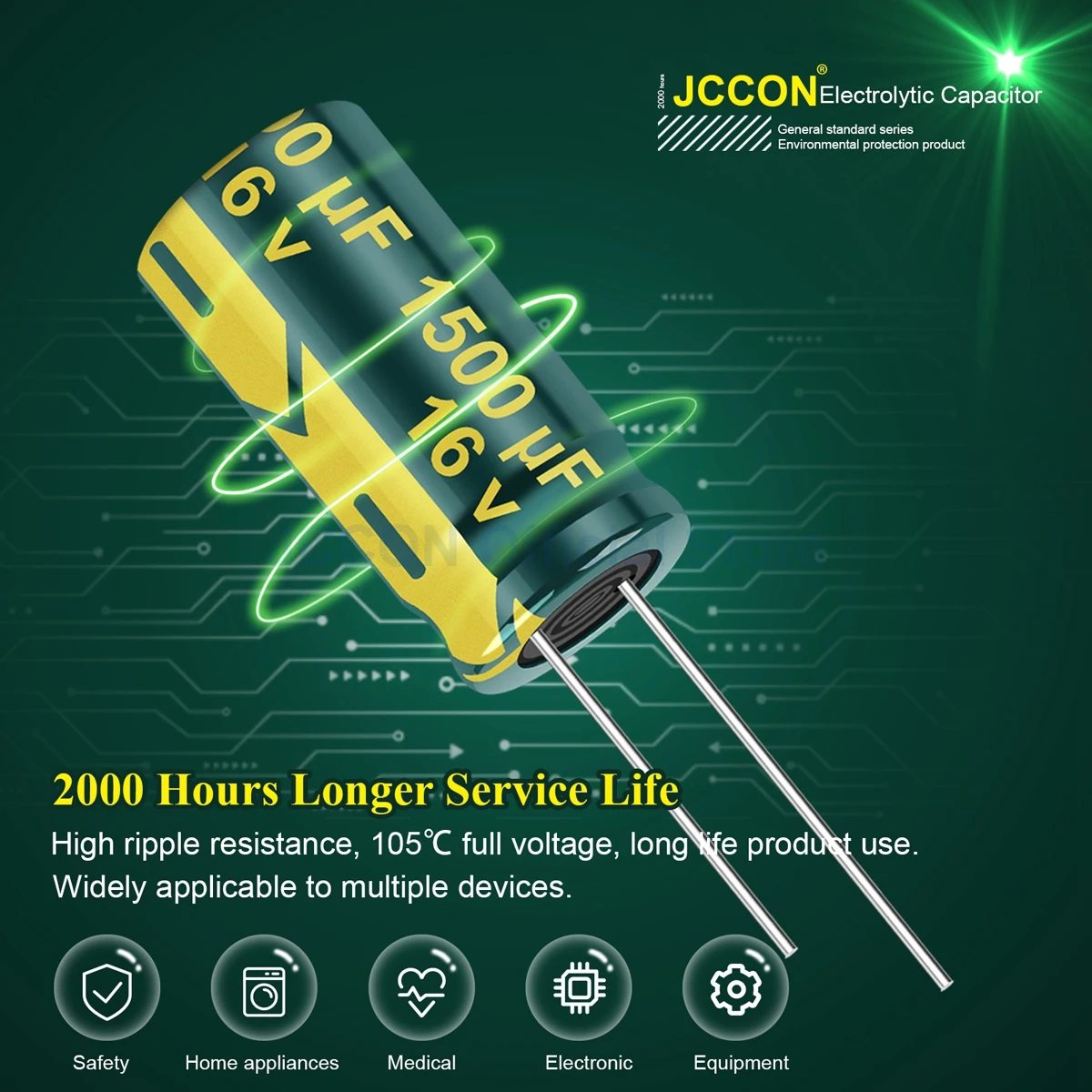 JCCON Aluminum Capacitor 6.3V 10V 16V 25V 35V 50V 63V 100V 400V 450V 100UF 220UF 330UF 680UF 1000UF 470UF High Frequency Low ESR JCCON Aluminum Capacitor 6.3V 10V 16V 25V 35V 50V 63V 100V 400V 450V 100UF 220UF 330UF 680UF 1000UF 470UF High Frequency Low ESR