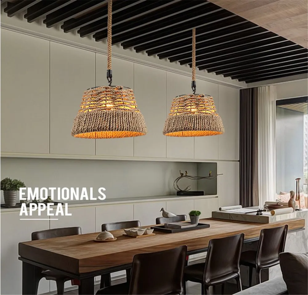 American Loft Decor LED Pendant Lamp Vintage Industrial Hemp Rope Hanging Light Dining Room Lights Fixtures Indoor Lighting (19)
