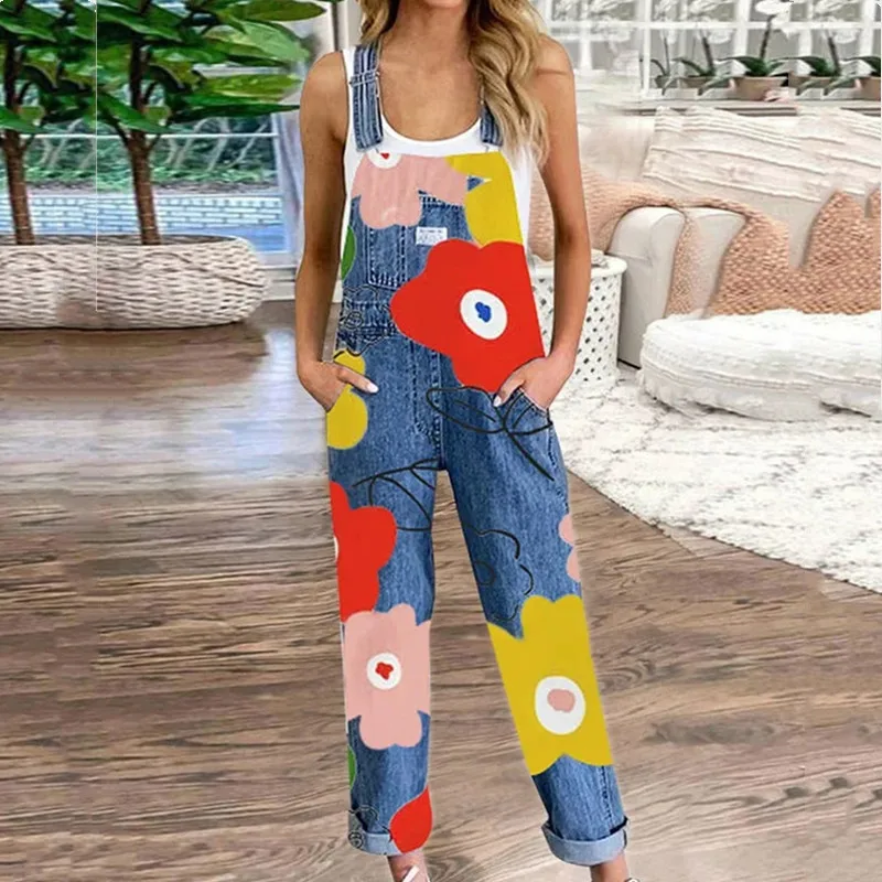 

2020 Women Denim Casual Romper Jumpsuit Jeans Women Pant High Waist Loose Fashion Pants Streetwear