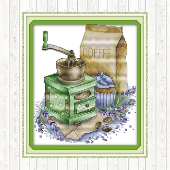 

Coffee Wall Home Decor DIY Needlework Crafts Patterns Kits Cross Stitch Kits 14CT 11CT Cotton Thread Embroidery Needlework Sets