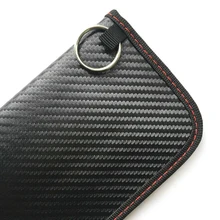 Carbon Fiber Anti-Theft Car Key Cover Case RFID Signal Blocker Blocking Pouch Bag Protector Car Key Bag car accessories rfid car key pouch black electromagnetic blocking shielding double layer key case bag with key ring anti lost leather