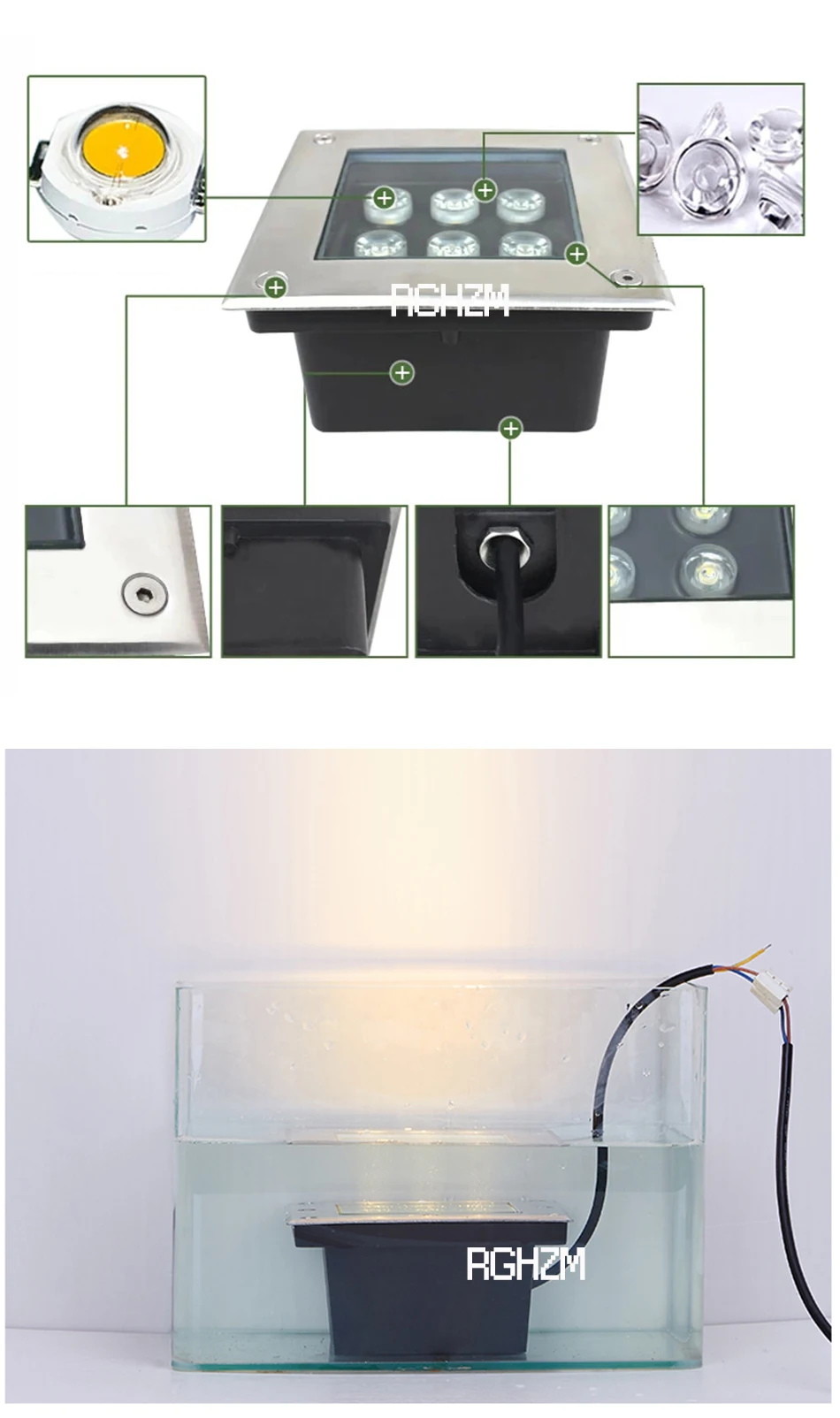 Description Picture 6 of itemLED Garden Lights Outdoor DC12V 3W 4W 5W 6W Square Exterior Floor Lamp Recessed Ground Stairs Deck Spotlight Landscape Lighting