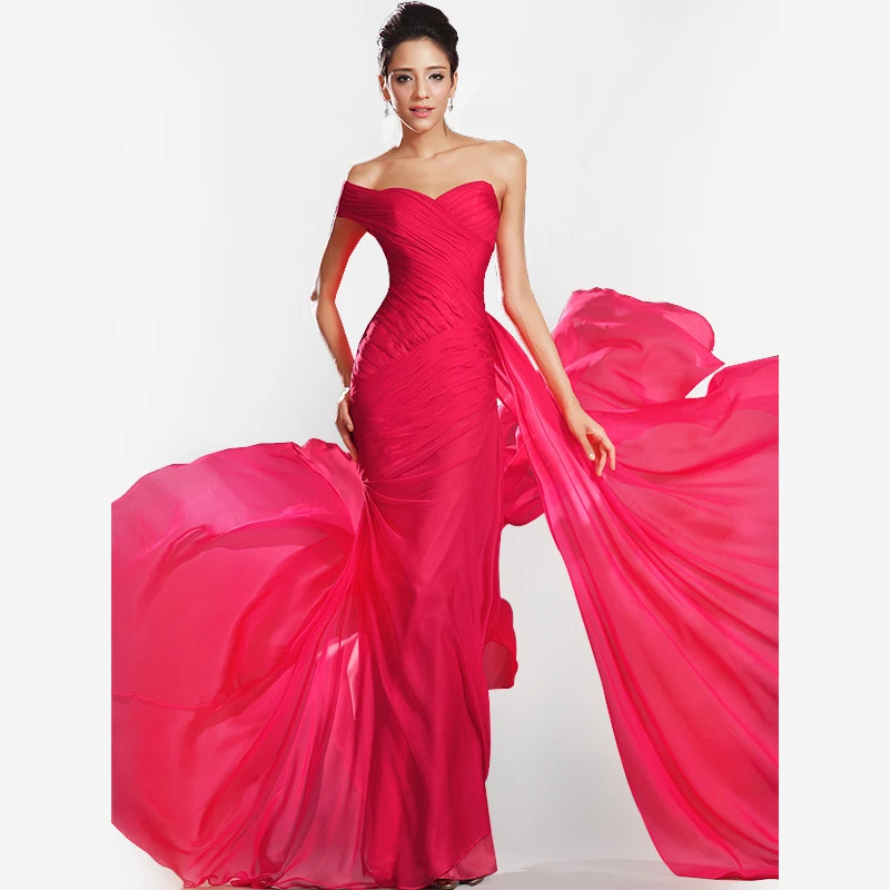 

Cheap Price One-shoulder Chiffon Red Elegant Long 2020 Woman Party robe demoiselle d'honneur sweetheart bridesmaid dresses