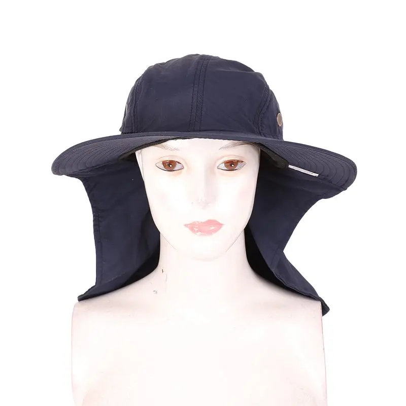 Открытый Рыбалка Пешие прогулки Boonie Snap Hat козырек уха шеи крышка Солнцезащитный щиток Крышка синий цвет