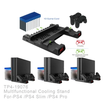 

For PS4/SLIM/PRO Multi-function Cooling Base Cooling Fan + Dish Rack + Dual Charge With LED Lamp Base new