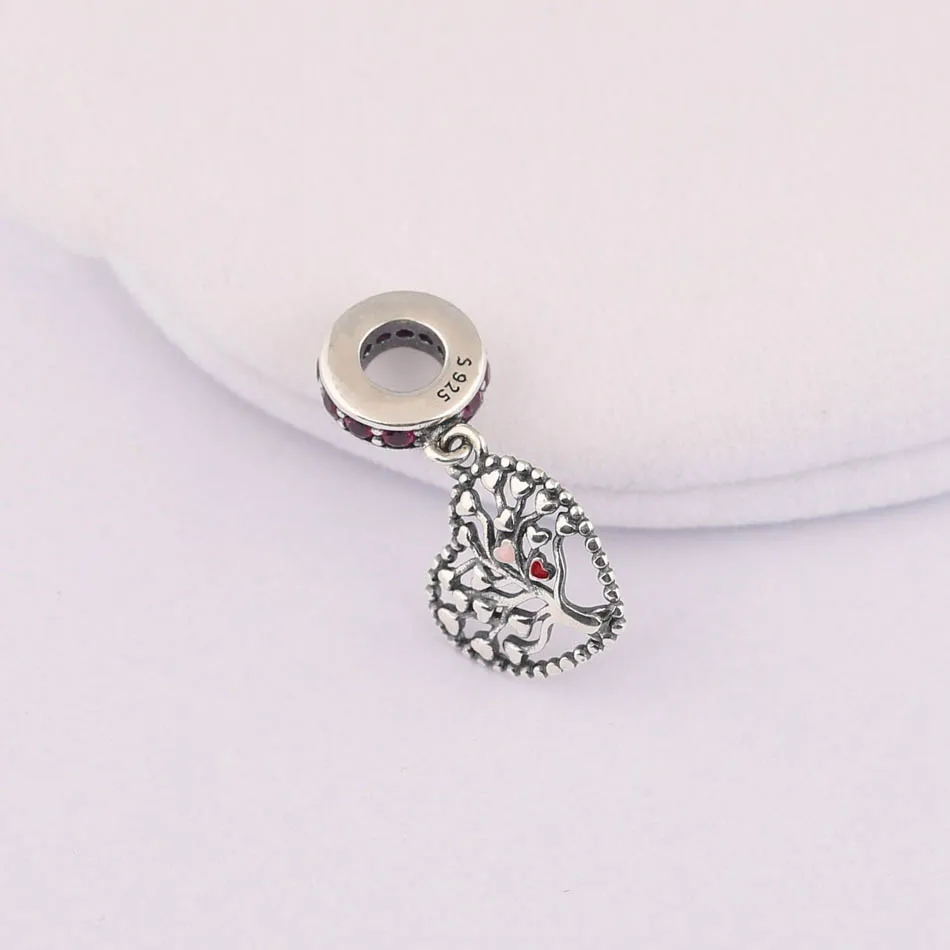 925 пробы серебряный кулон DIY Ювелирные изделия дерево любви Висячие Шарм fit Pandora браслет подарок для девочки смешанный эмаль