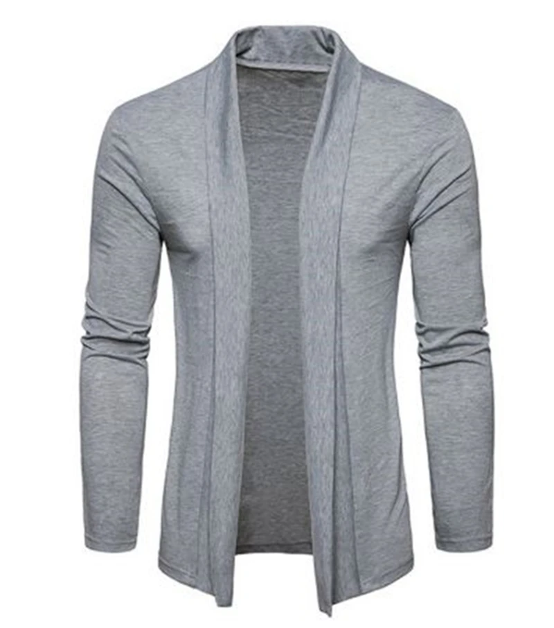 Light Gray Мужской однотонный платок, свитер, мужские модные тонкие пальто, мужской кардиган с длинным рукавом, вязаные свитера, куртки, топы J743 - Цвет: Light Gray