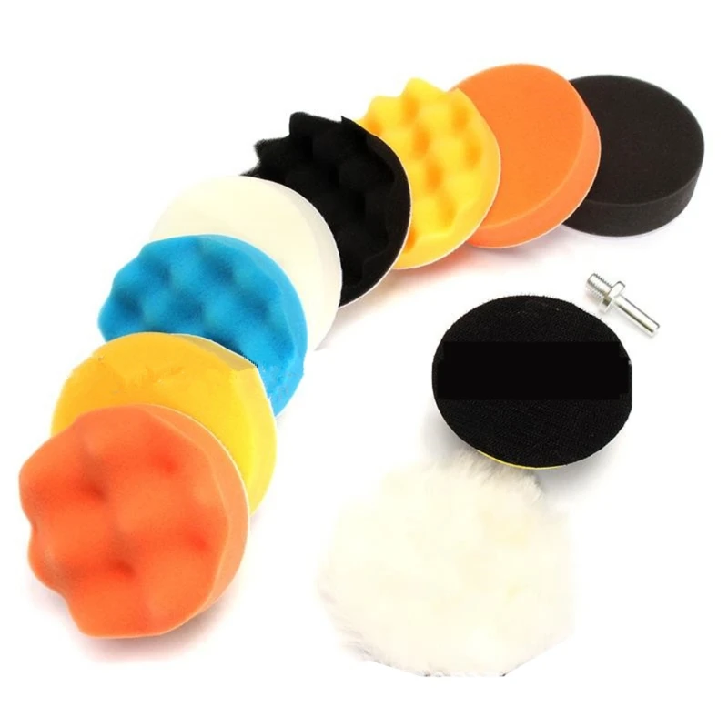 

11Pcs 3inch Car Polishing Disc Self-Adhesive Sponge Wool Wheel Polishing Pad