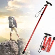 Треккинговые палки, трость для путешествий, трость, алюминиевая металлическая Регулируемая Нескользящая база, походная трость, аксессуары для туризма