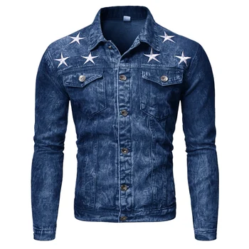 

2020 Men Cowboy Coat High Quality Autumn Stylish Denim Jacket Slim Fit Long Sleeve Cowboy Jacket Coat Man Outwear Streetwear D30