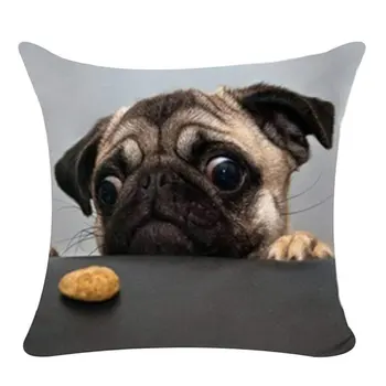 

Printed Dog Linen Cushion Cover Throw Pillow Case - 6