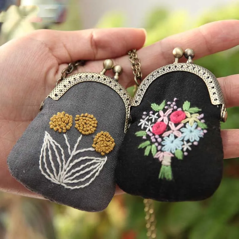 DIY Embroidery Kit Necklace Mini Bag Needlework Handmade Cross Stitch Embroidery Car Pendant Sewing Art Craft Home Decor