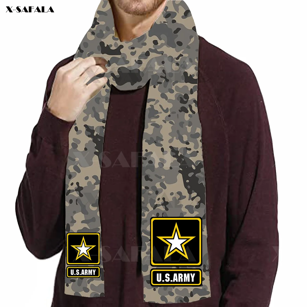 French Army Camouflage  3D Printed Scarf Long Scarves Shawl Muffler Men's Gift 100% Pure Cashmere Feel Super Soft paul smith scarves