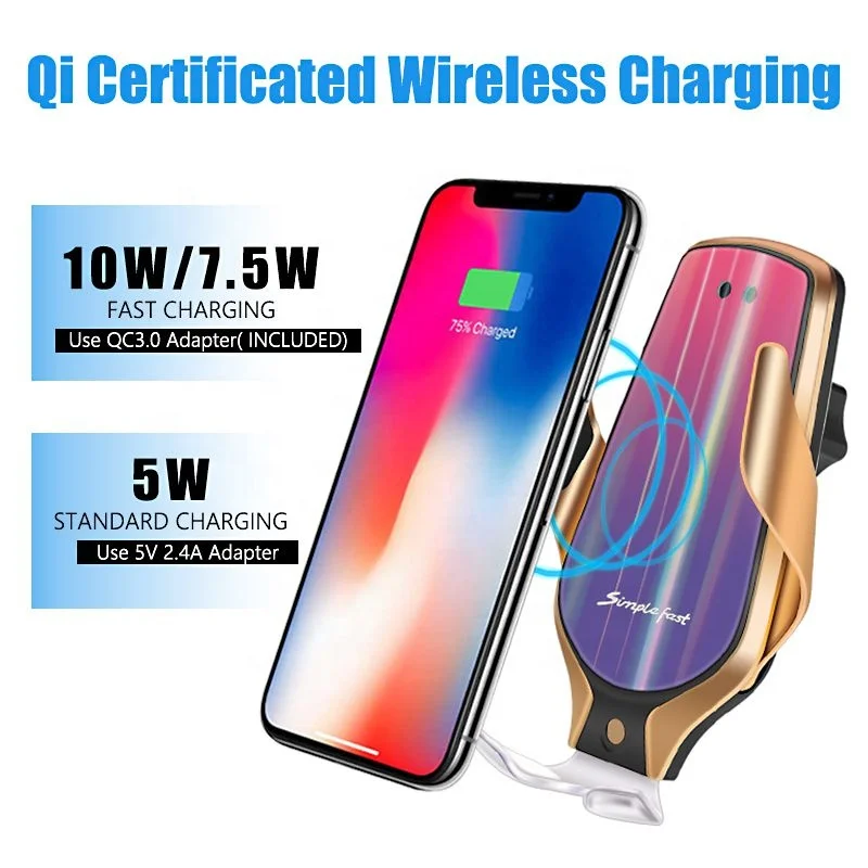 R9 QI Smart sensor автомобильный беспроводной держатель для зарядки, вращение на 360, 10 Вт, простое Быстрое беспроводное зарядное устройство для Google Nexus 5/6 для iPhone XR