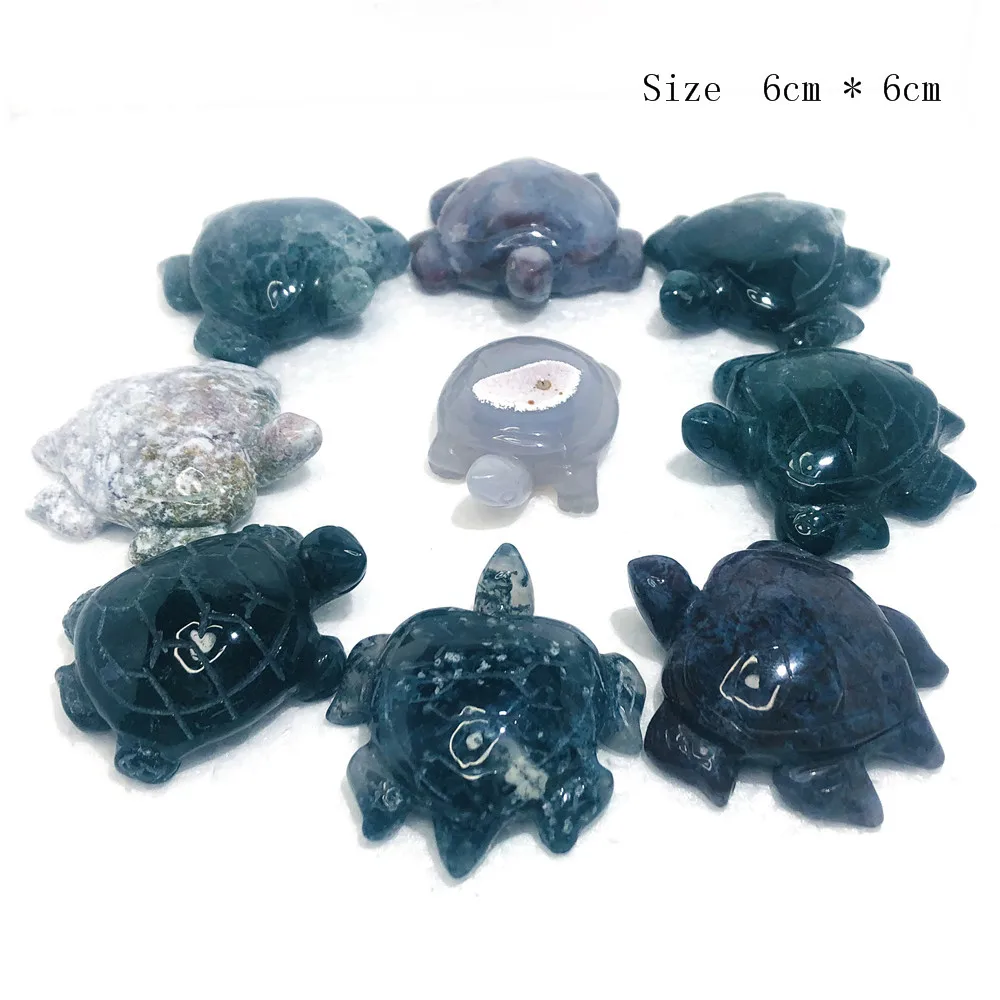 Piante Acquatiche In Cristallo Naturale Muschio Agata Pezzi Intagliati Tartarughe Marine Regali Di Halloween Decorazioni Per La Casa Feng Shui