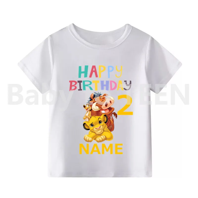 Детская футболка с принтом «Король Лев», «День рождения», «номер 1-10» Милая Simba футболка для мальчиков и девочек детская одежда