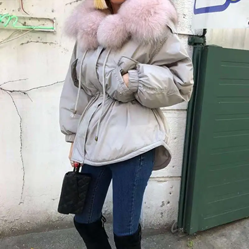 Зимнее меховое пальто с высокой талией, хлопковое пальто для женщин, утолщенная теплая парка больших размеров, однотонная Корейская тонкая короткая пуховая стеганая куртка