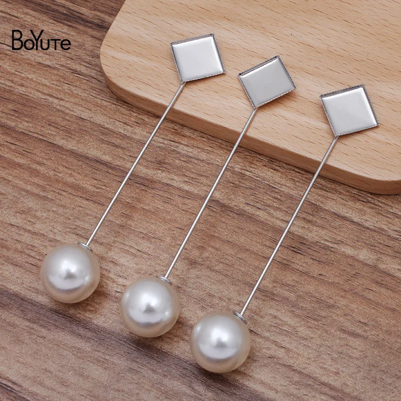 BoYuTe (20 Pieces/Lot) Fit 12MM Square Cabochon Lapel Pin Base with