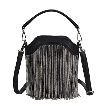 

WoMan Leather Bucket Handbag Lady Crossbody Shoulder Bag Tassel Tote Satchel