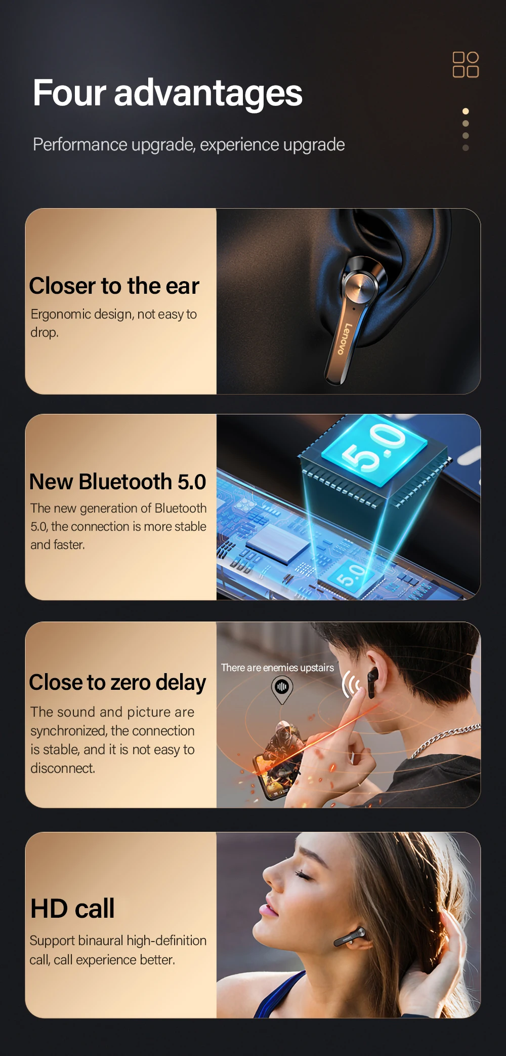 Lenovo QT81 TWS Bluetooth 5.0 Earphone with LED Power Display 4