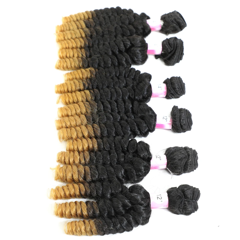 

Live Beauty Wholesale Bulk Buy Bouncy Curly 6Pcs/lot 200g 4 Full Head Pack Synthetic Hair Funmi Hair Double Weft Hair extensi