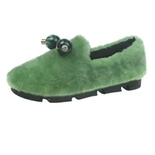Осень-зима г. Обувь из овечьей шерсти на плоской подошве водонепроницаемые Мокасины Женская обувь из кроличьей шерсти бархатная обувь для отдыха