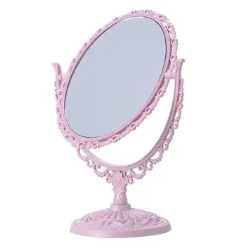 

1pc Oval Makeup Mirror Double-Sided Rotating Bedroom Makeup Mirror With 360 Degree Rotation Vanity Mirror For Women Girls