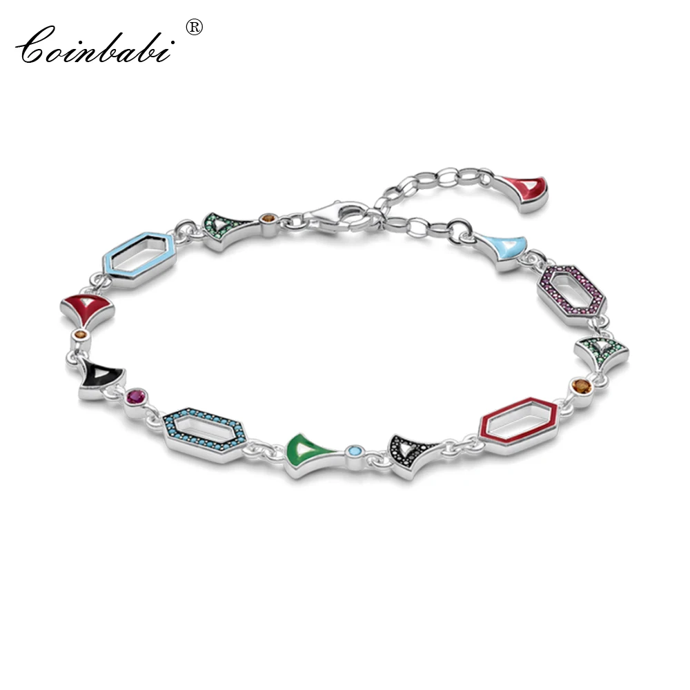 

Link Chain Charm Bracelet Colorful Dragin Night 925 Sterling Silver Gift Fashion Jewelry For Women Link Charm Gift Bracelet