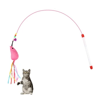 

Pet Cat Toys Cute Rod Teaser Wand with Funny Mint Fish Mouse Plastic Pet Toys for Cats Interactive Stick Cat Supplies