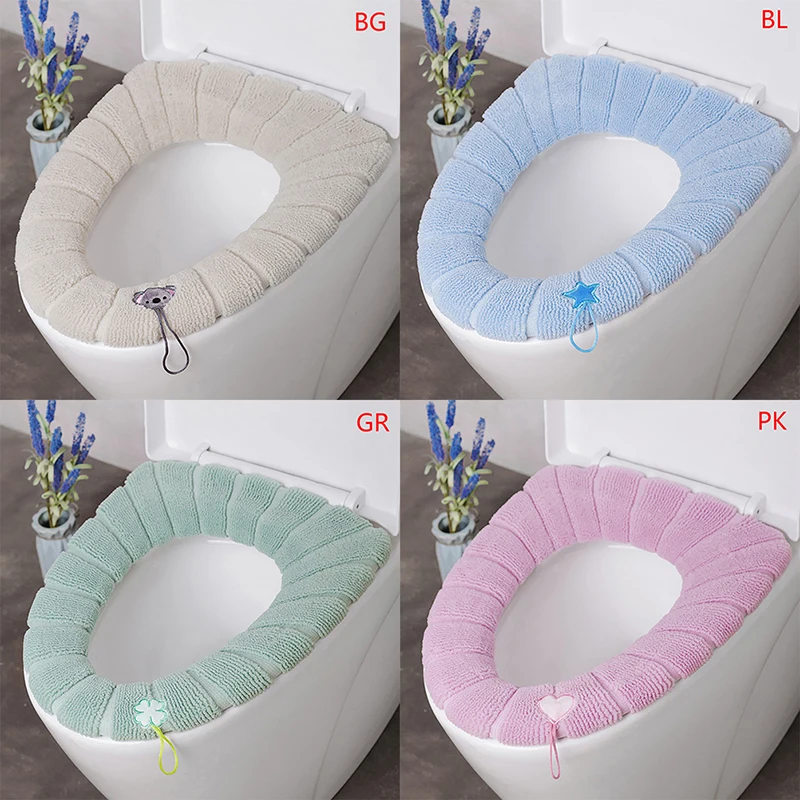 Stretchable Bathroom Toilet Seat Closestool Washable Soft Winter Warmer Mat Pad Cushion O-shape Toilet seat Bidet Covers toilet seat cover toilet seat accessories