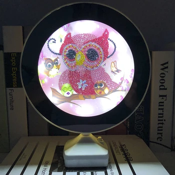 

2 In 1 DIY Diamond Painting Bird Night Light Special Shaped Embroidery Rhinestones LED Night Lamp Makeup Mirror