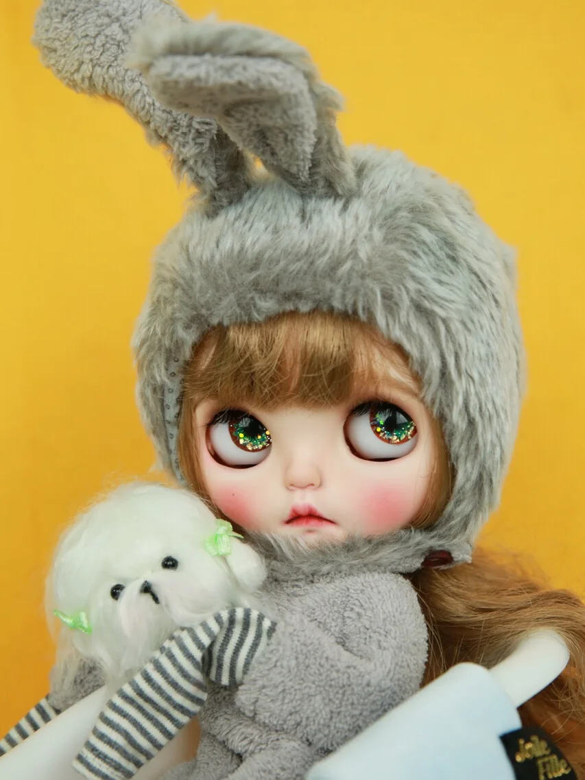 blyth Doll toys 19 joint ICY Top Quality BJD Ball Joint Doll Cute girl with Long brown hair Gray eyelid with makeup