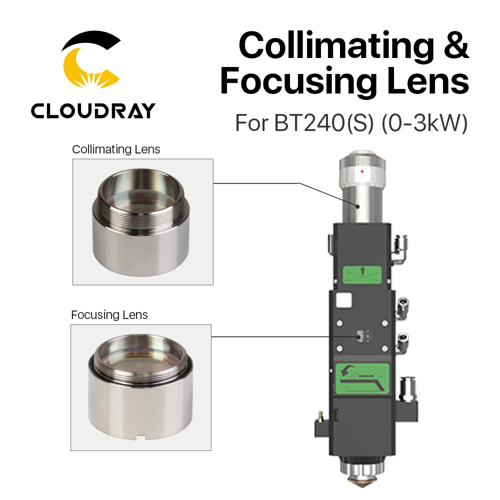 Cloudray BT240S 섬유 레이저 초점 렌즈 D30 F100 F125mm Raytools 레이저 커팅 헤드 용 렌즈 홀더 BT240 BT240S 0-4KW