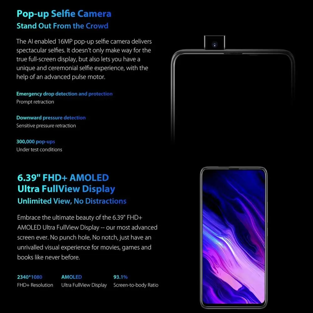 UMIDIGI S5 Pro Helio G90T Gaming Processor 6GB 256GB Smartphone FHD+ AMOLED In-screen Fingerprint Pop-up Selfie Camera 48MP NFC