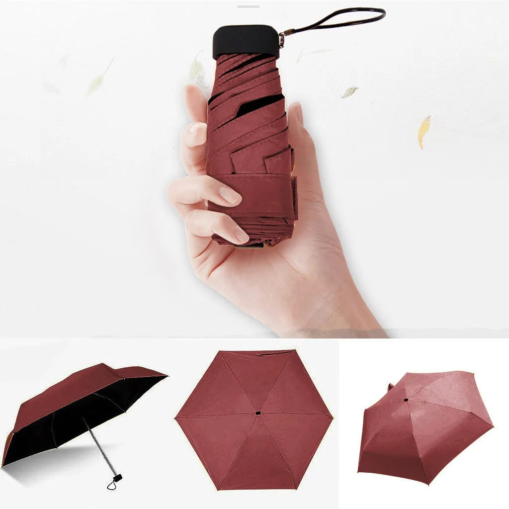 Карманный мини-Зонт от дождя, Женский Ветрозащитный прочный 5 складных солнцезащитных зонтов, портативный Солнцезащитный Женский зонтик 21' дюймов - Цвет: 19 Inch N