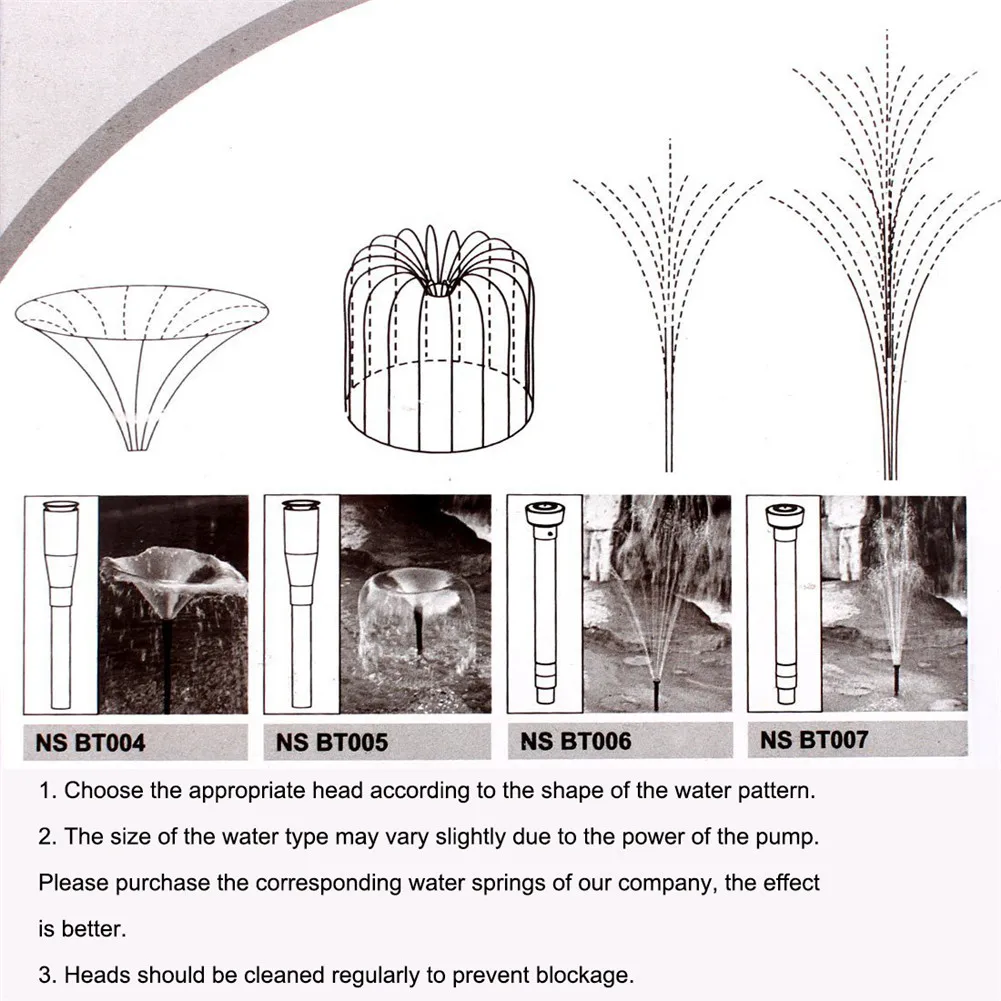 8PCS/Set Fountain Pump Nozzle Set Nozzles Fountain Pump Waterfall Head Set Garden Landscaping Fish Tank Submersible Pump